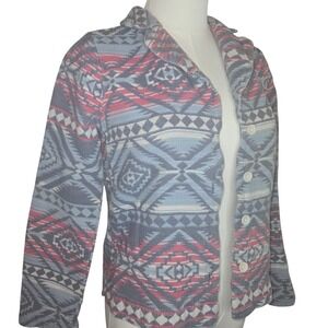 Faherty Organic Cotton Southwestern Aztec Print Blazer Jacket Women XS Button